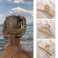 【jw】❏✼  Fashion Gold Hollow Hair Metal Claw Hairclip Headband Hairpin Crab Accessories