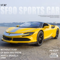 ใหม่1:32 Ferraris SF90ล้อแม็ก Supercar รุ่น D Iecast และของเล่นยานพาหนะโลหะรถสปอร์ตรุ่นจำลองแสงเสียงคอลเลกชันเด็กของขวัญ