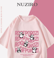 NUZIRO(พร้อมส่ง)เสื้อยืดแขนสั้น ลายหมีตัวอักษรสีชมพู ผ้านิ่ม เด้ง ใส่สบาย สไตล์เกาหลี #I0008