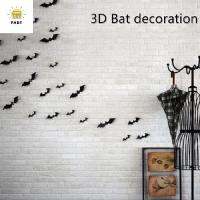 FHDTSG 120PCS/4SIZE น่ากลัว บ้าน อุปกรณ์ปาร์ตี้ ห้อง ยึดหน้าต่าง 3D Bats สติกเกอร์ติดผนัง ตกแต่งฮาโลวีน