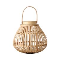 Hanging Lantern Bamboo Woven Candlestick Decorative Candleholder Garden Decor Natural Hollow Handle Candle Holders