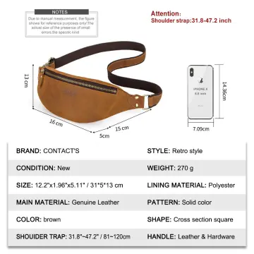 CONTACT'S 100% Crazy Horse Leather Waist Bag Men Casual Fanny Pack Belt  Phone Pouch Bags Small Chest Packs For Man Shoulder Bag
