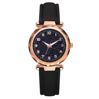 【July】 sky digital face womens watch matte leather strap fashion simple student foreign trade hot-selling quartz