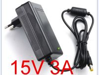 1PCS 15V 3A High quality IC solutions AC 100V-240V DC 15V 3A Switch power supply 45W LED adapter EU plug DC 5.5x2.1-2.5mm