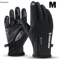 Baopan ฤดูหนาวอบอุ่นถุงมือขี่จักรยานกลางแจ้ง windproof กันน้ำหน้าจอสัมผัสถุงมือซิป