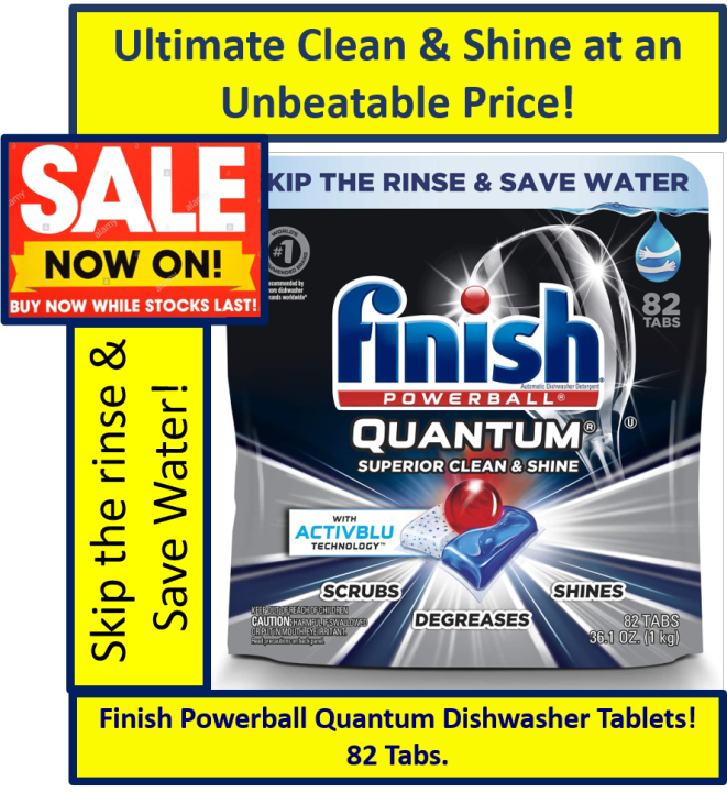 Finish Quantum Dishwasher Detergent Powerball. Dishwashing Tablets. 82