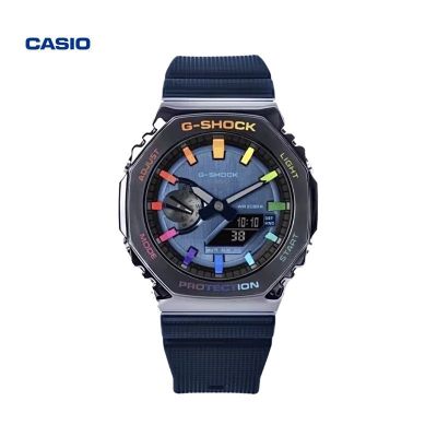 CASIO แยม GM-2100เปลือกหอยสีรุ้งแหวน Logam Oktagon, Arloji Kasual Olahraga Casio G-SHOCK