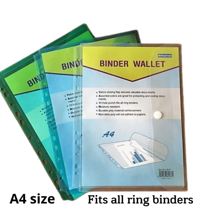 Binder Pocket / Binder Wallet/ Binder Organizer A4 size with Velcro
