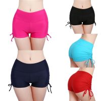 Womens Swim Shorts Waist Sides Drawstring Stretch Boyshorts Bathing Tankini Bottoms