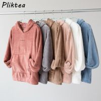 Pliktea Women Winter Warm Homewear Set Female Thick Home Clothes Sleepwear Ladies Fleece Pajamas Men Women Velvet Home Clothes