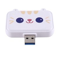 Cute USB Hub Type C to -Compatible Multi Splitter Adapter Dock for Smartphones (White 3A)