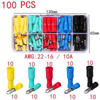 100-150pcs Box-Packed Butt Crimping Terminal Bullet Type Lnsulated Electrical Connector Female and Male Wire Connector Brass Electrical Circuitry Part