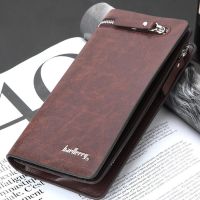 Business Clutch Retro Clutch Credit Card Holder Purses PU Leather Money Mens Wallet Long Zipper Clutch Bag Multi-Function