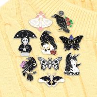 hot【DT】 Mystical Moth Enamel Pin Custom Punk Star Gothic Brooch Lapel Pins Shirt Jewelry