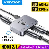 Vention Splitter HDMI 8K proyektor Monitor kabel HDMI 4K144Hz 2 dalam 1 keluar untuk TV Xiaomi Xbox SeriesX PS5 HDMI 2.1 Switch Switcher