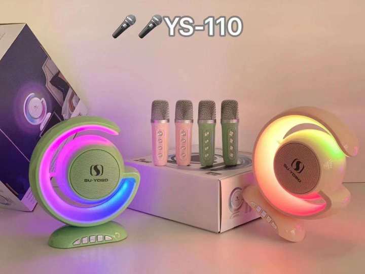 ลำโพงบลูทูธ-ys-110-wirless-bluetooth-speakeโฮมคาราโอเกะหนึ่งลำโพงไมโครโฟนคู่-ลำโพงย้อนยุคมัลติฟังก์ชั่น