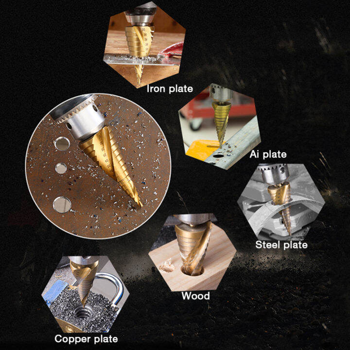 cod-zhangshouxian-hss-เกลียวร่องหัวสว่านบิต4-12-20-32มมไม้-set-mata-bor-คาร์ไบด์อุปกรณ์เจาะขนาดเล็กดอกสว่านกรวยไททาเนียมสำหรับโลหะ