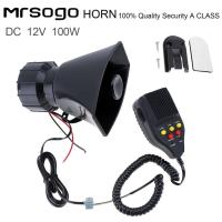 Durable 100W 12V 7 Sounds Car Electronic Warning Siren Motorcycle Alarm Firemen Ambulance Loudspeaker support MIC and Record