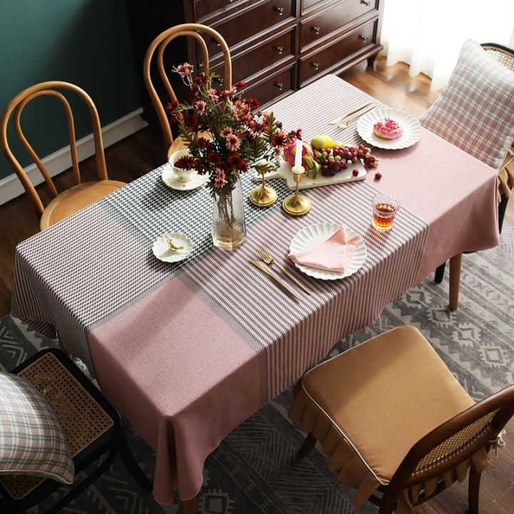 m-q-s-ผ้าปูโต๊ะ-90-140cm-ผ้าปูโต๊ะยุโรปเหนือ-ผ้าปูโต๊ะสี่เหลี่ยมหรูหรา-เรียบง่าย-วัสดุ-peva-ผ้าคลุมโต๊ะ-สี่เหลี่ยม-ลายตาราง