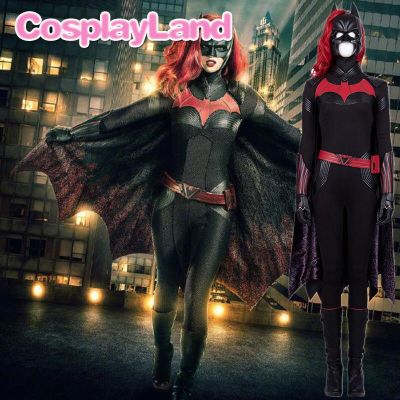Batwoman Cosplay Costume Suit Halloween Batwoman Catherine Hamilton Outfit Jumpsuit Kate Kane Sexy Bodysuit Cloak Wig Mask