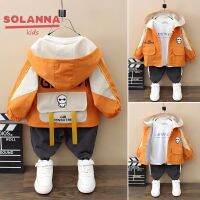 SOLANNA เสื้อโค้ทเด็กญ แจ็คเก็ตของเด็กชาย การออกแบบการจับคู่สีแฟชั่นเกาหลี เสื้อแจ็คเก็ตกันลมสำหรับเด็ก23827