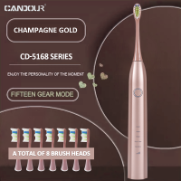 CANDOUR CD-5168โซนิคแปรงสีฟันไฟฟ้าแบบชาร์จแปรงสีฟัน IPX8กันน้ำ15โหมด USB ชาร์จเปลี่ยนหัวชุด