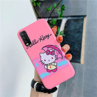 การ์ตูนน่ารักเฮลโลคิตตี้เคสโทรศัพท์สีชมพูสำหรับ VIVO Y20 Y12s Y20s Y20i Y12A Y3s V2026 V2027 V2029 V2102 V2032 V2038 V2043เคส TPU แบบนิ่ม V17