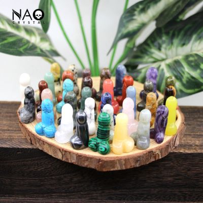 1 "Healing Crystal Mini Penis Figurine อัญมณีธรรมชาติแกะสลักควอตซ์ Phallus Fertility Amulet Home Decor Bachelorette ของขวัญ-Soneye