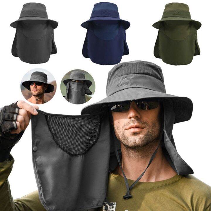 Outdoor Sun Cap Wide Brim UV Protection Hat Neck Face Flap for Fishing ...