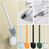 Wall Mounted Toilet Brush Silicone Flat Brush Head Toilet Brush Cleaner Brush Set Toilet Cleaning Brush Bathroom Shoes Accessories