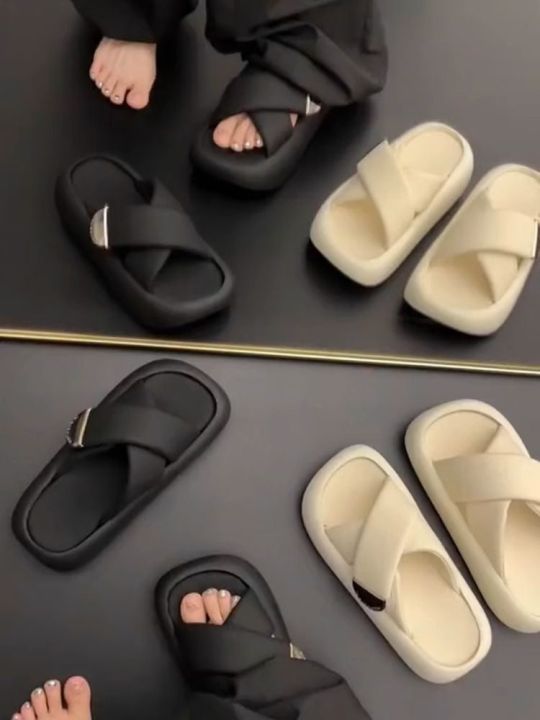 july-european-2023-metal-slippers-small-thick-bottom-increased-sandals-leisure-beach-shoes-trend