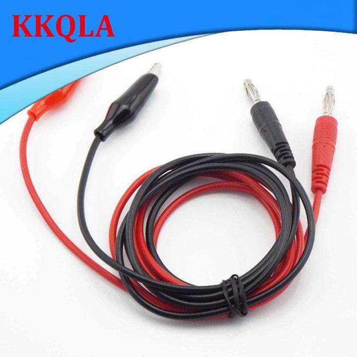 QKKQLA 1M Dual Alligator Clip Crocodile Lead to 4mm Banana Connector