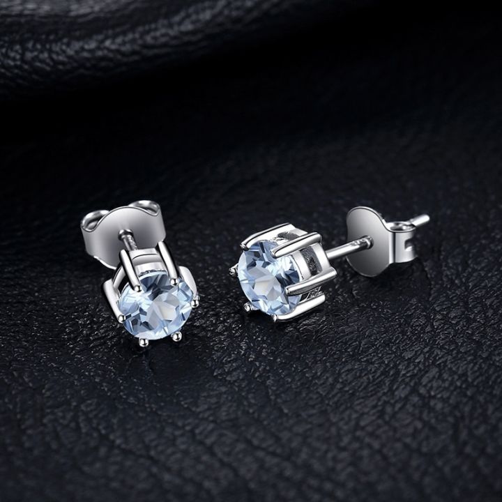 jewelrypalace-รอบ1-2ct-บุษราคัมสีน้ำเงินของแท้925เงินสเตอร์ลิงหูสตั๊ดสำหรับผู้หญิงเครื่องประดับอัญมณีแฟชั่นของขวัญปาร์ตี้
