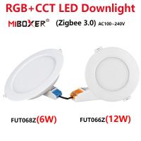 Miboxer Zigbee 3.0 6W 12W RGB+CCT LED Downlight Ceiling Light  Round Panel Lamp For Living Dining APP Voice AC100~240V FUT066Z