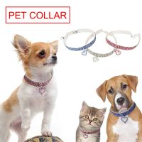 ∈☸ Pet Heart-shaped Dog Collar Rhinestone Cat Collar Adjustable Size 20CM 30CM for Small Medium Dogs Cat Chihuahua Dog Accessories