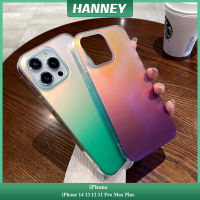 HANNEY สำหรับ iPhone 14 13 12 11 Pro Max Plus สีเลเซอร์ไล่ระดับสีเคสโทรศัพท์แวววาวพิมพ์ลายนิ่ม ฝาครอบหลังซิลิโคน CPH-01