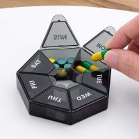 【CW】♙❁✁  2Pcs 7 Days Pill Storage Medicines Dispenser Multifunction Plastic Compartment Sealer