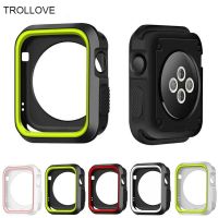 Dual Colors Soft Silicone Case For Apple Watch Series 4 3 6 7 Cover Full Protection Rubber Case for iWatch 5 40mm 44mm 45mm 42mm