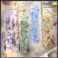 JINGWEI 12sheets สัตว์เลี้ยงสำหรับสัตว์เลี้ยง สติกเกอร์ติดผนัง หลากสี สติกเกอร์ขนนก สติกเกอร์สมุดติดรูป สติกเกอร์ลายมหาสมุทร ดีไอวาย