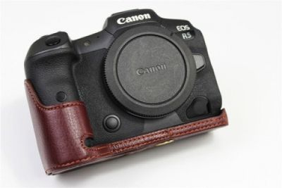 งานฝีมือกล้องถ่ายภาพของแท้หนัง PU Cowhide กระเป๋าร่างกายกรณีสำหรับ Canon EOS R5 R6แขนป้องกันกล่องฐานผิวหนังเชลล์