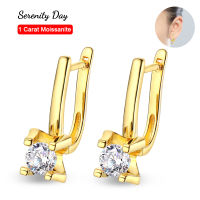 Serenity วัน D สี1กะรัตคู่ Moissanite U รูปร่างต่างหูห่วงสำหรับผู้หญิง S925ชุบเงินโรเดียมเครื่องประดับ Fine