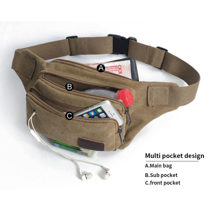 multifunctional-canvas-waist-pack-ผู้ชายตั้งแคมป์กลางแจ้งกระเป๋าเดินป่ากระเป๋าทหารกองทัพเอวแพ็คด้วยเข็มขัดห่วง-กระเป๋าคาดอก