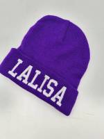 หมวกไหมพรม​ ปักลิซ่า​ Laliza ไหมพรมสีเทา​ หมวกบีนนี่สีเทา​ หมวกดารา​ Beanies