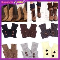 LIURU ตกแต่ง ปุ่ม Toppers ถักโครเชต์ Boot Cuffs ฤดูหนาวข้อเท้าขาอุ่น Crochet Leggings ถุงเท้าอุ่นขา