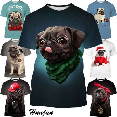 New cool male t-shirt dog pug 3d printed short sleeve shirt fashion casual t-shirts animal tops