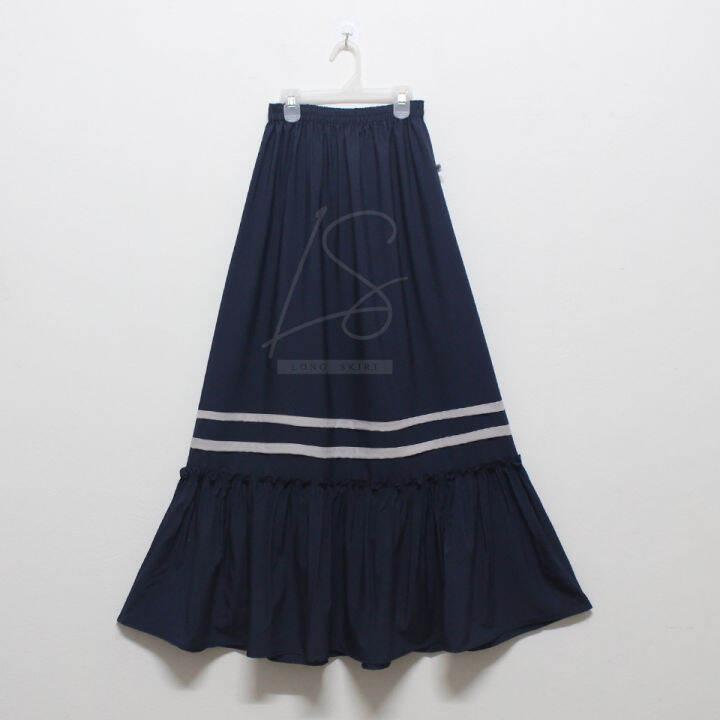 long-skirt-กระโปรงผู้หญิง-รุ่นระบายล่าง-แต่งแทบกลางรอบกระโปรง-ใส่เอวยางยืด-เอว-22-40นิ้ว-ความยาว-38นิ้ว-sk-a71