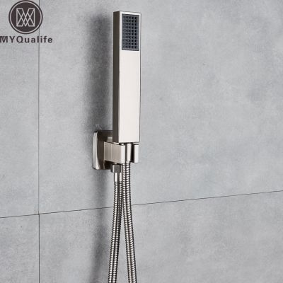 Brushed Nickel Handshower with 150cm stainless steel Shower Hose Plastic Handshower Bracket Wall Mounted Handshower Head