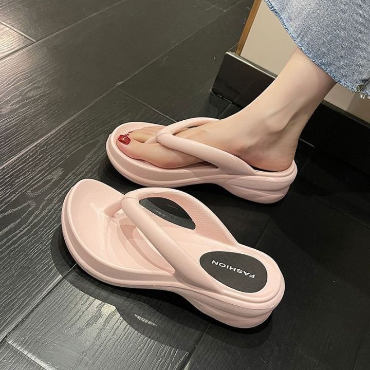 july-zhao-lusis-same-style-flip-flops-female-net-red-korean-version-ins-thick-bottom-stepping-on-feces-feeling-non-slip-beach-slippers-outerwear