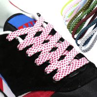 1Pair Flat Black And White Grid Shoe Lace Sublimated Printing Checkered Ribbons Shoelaces Polyester Heavy Duty Sneaker Lacing