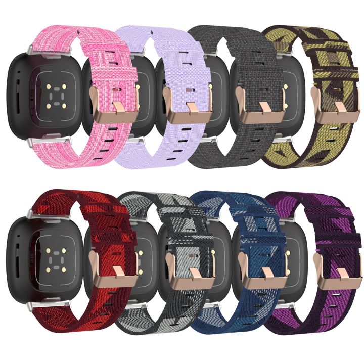 สำหรับ-fitbit-versa-3ไนล่อนถักสายนาฬิกาผ้าแคนวาส-สีเทาเข้ม-ขายเอง